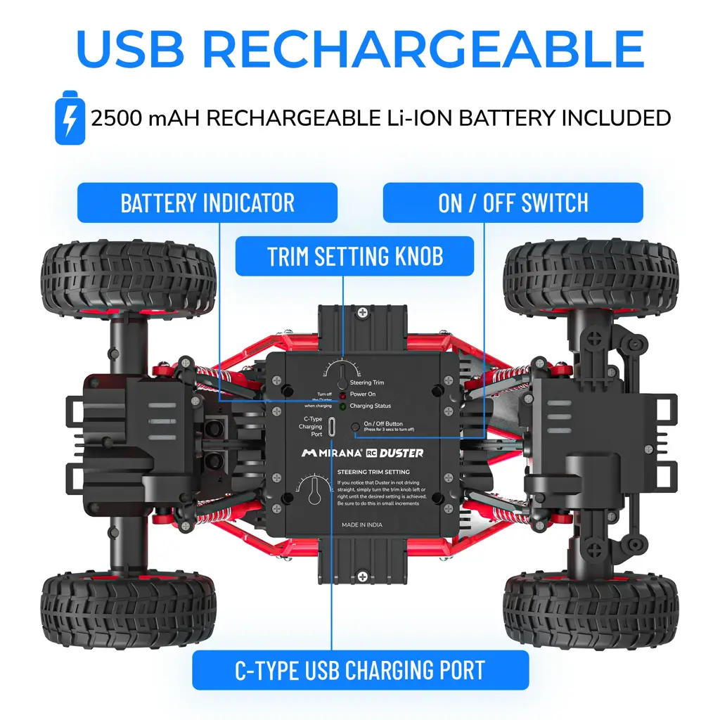 Duster 4x4 All Wheel Drive Remote Control Monster Truck - 50m+ Remote ...