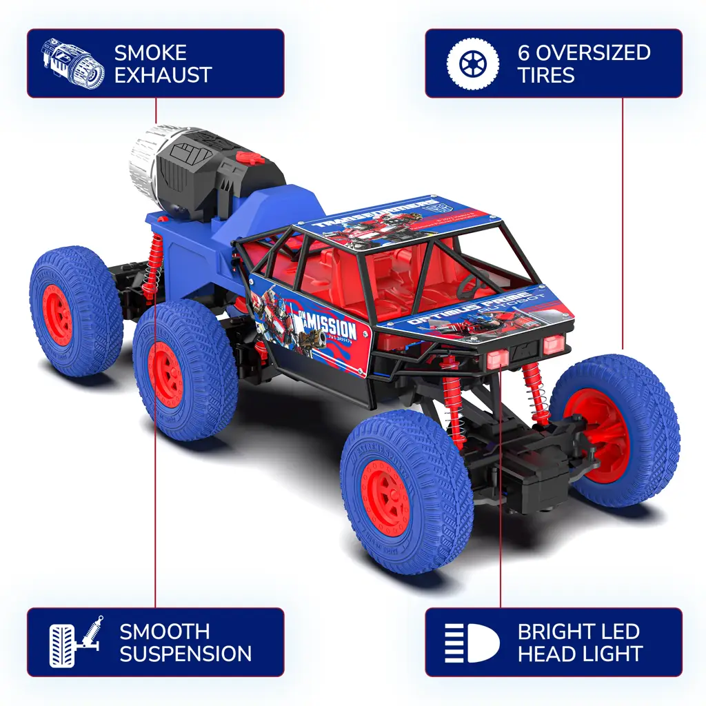 Mega Ranger App and Remote Control Car - Smoke Exhaust, 6 Wheel Drive ...